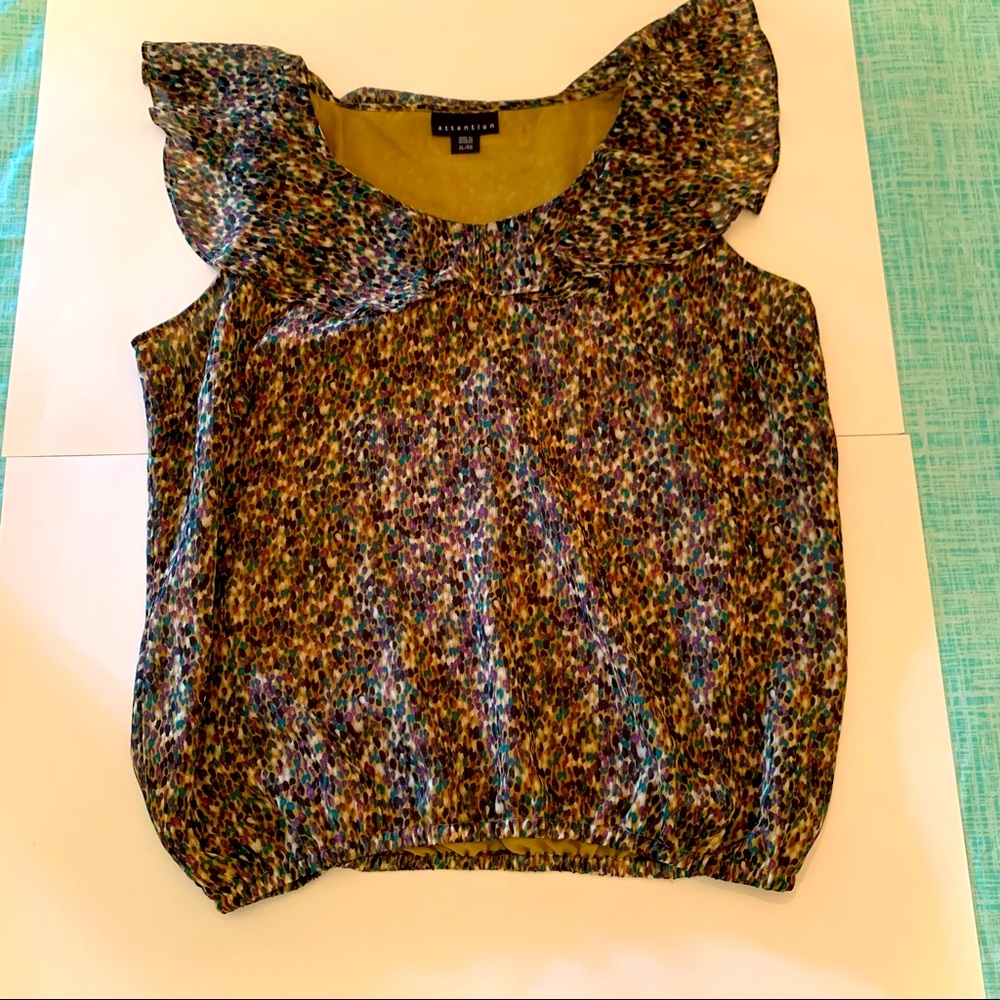 Attention multi color short sleeve blouse XL